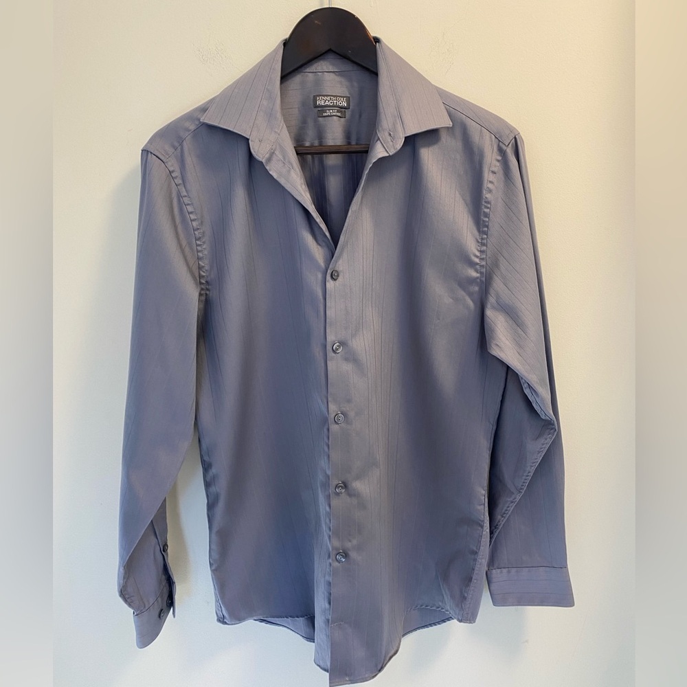 Kenneth Cole Reaction 100% cotton Slim Fit collared long sleeved shirt 15-1/2”
